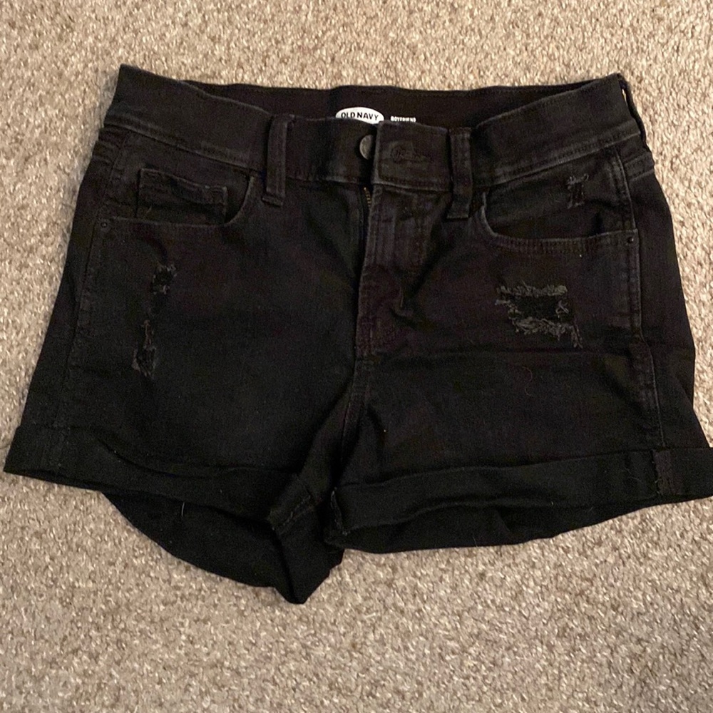 Old navy boyfriend distressed black shorts